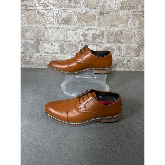Bruno Marc Dress Shoes Mens Size 9 Brown Cap Toe Derby Oxford Lace Up Casual - Picture 3 of 8